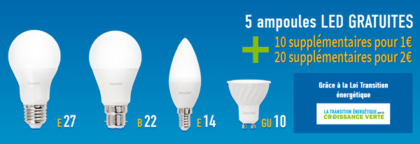 25 ampoules LED pour 2 euros - loi transition énergetique pour la croissance verte